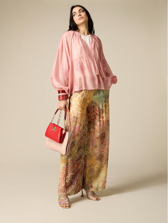 Oltre Oltre Pantaloni di tessuto P019J002477N0R2 Crema Baggy Fit