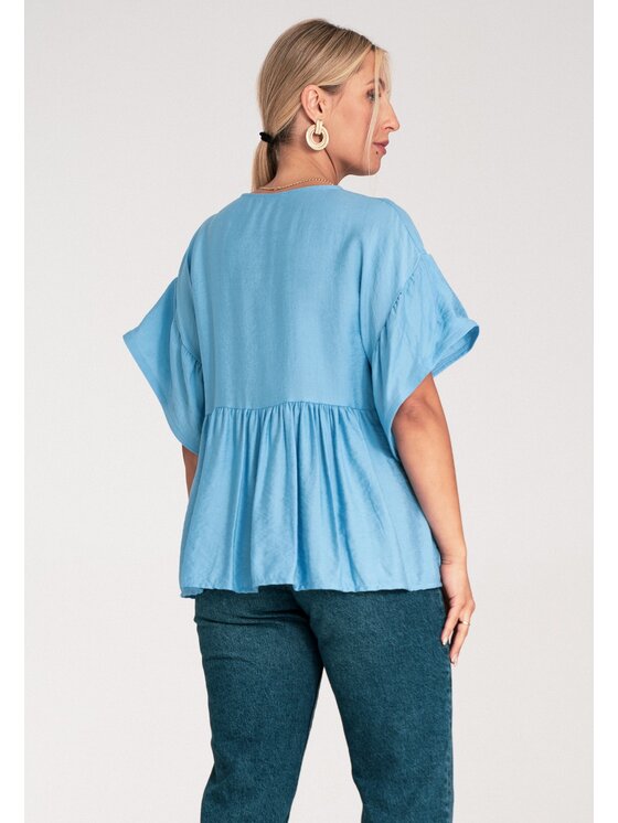 FIGL FIGL Blúzka M1211 Modrá Regular Fit