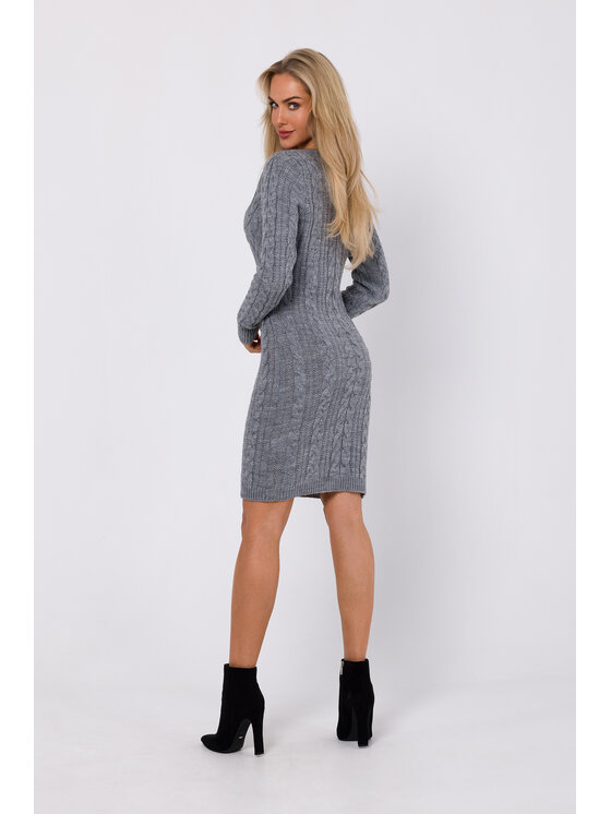 Made of Emotion Made of Emotion Úpletové šaty M773 Šedá Modern Fit