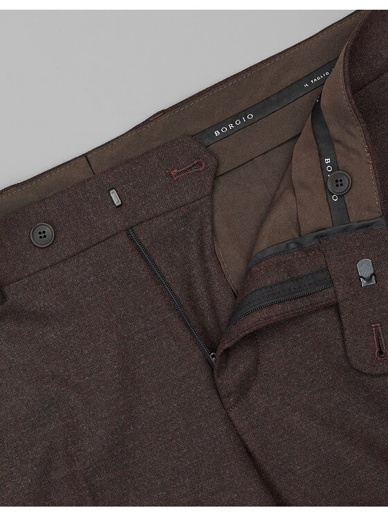 Borgio Borgio Spodnie garniturowe foresta Bordowy Super Slim Fit