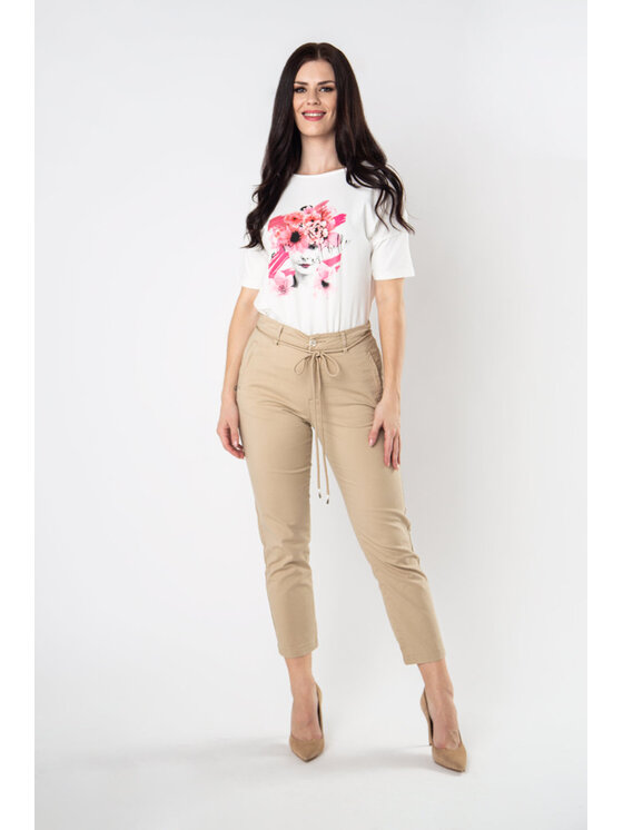 QUIOSQUE QUIOSQUE Dámske nohavice 3SH005 Béžová Regular Fit