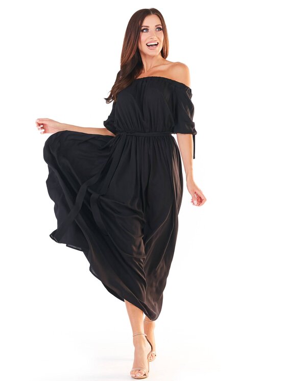 Awama Awama Sukienka letnia A357 Czarny Basic Fit