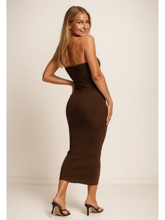 Nudyess Nudyess Vestito estivo 1022E Marrone Fitted Fit