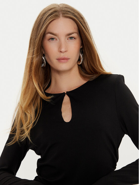 Sisley Sisley Блузка 5Y0XLQ080 Чорний Slim Fit