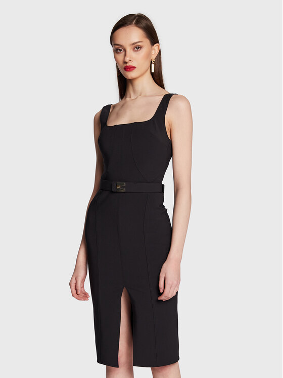 Elisabetta Franchi Rochie cocktail AB-336-31E2-V390 Negru Slim Fit AB-336-31E2-V390 imagine noua
