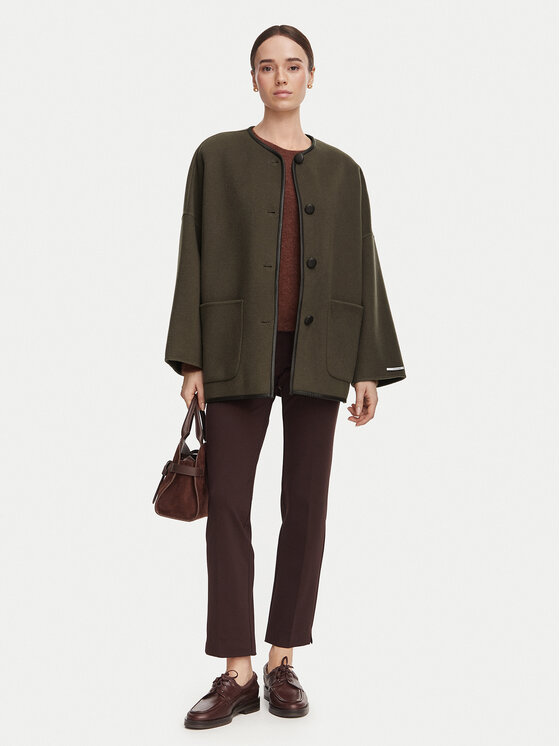 Marella Marella Płaszcz wełniany Satira 2623086034 Brązowy ciemny Relaxed Fit
