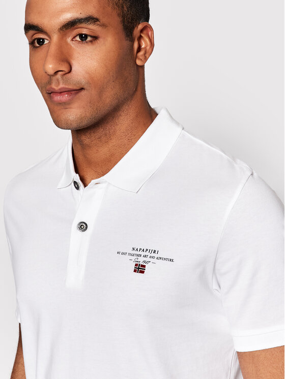 Napapijri Napapijri Тениска с яка и копчета Elbas Jersey NP0A4GB4 Бял Regular Fit
