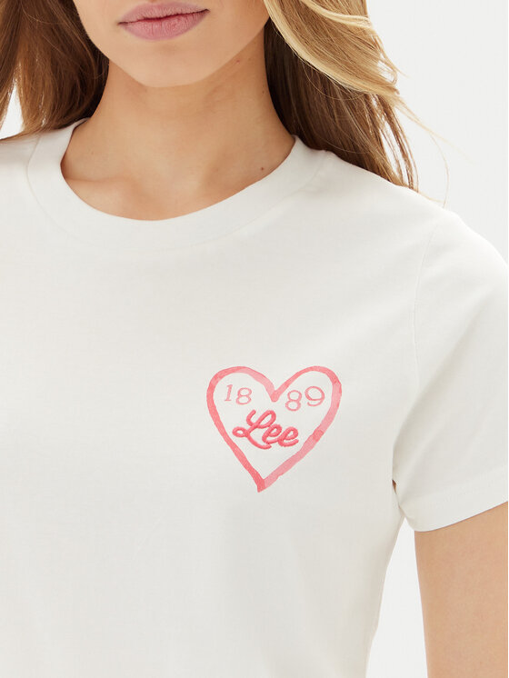 Lee Lee Тишърт Small Logo 112363635 Бял Regular Fit