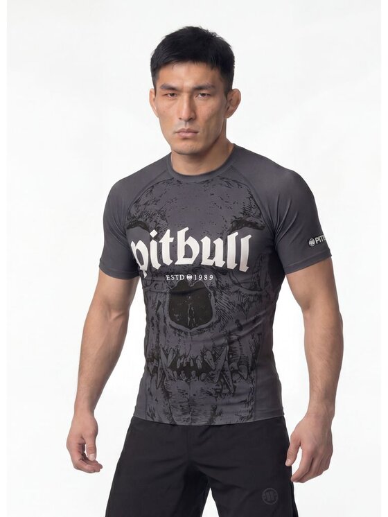 PITBULL PITBULL Koszulka techniczna SKULL LOGO Szary Regular Fit