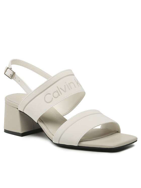 Calvin Klein Sandale Squared Blk Hl Sandal 45 He HW0HW01635 Écru Blk imagine noua