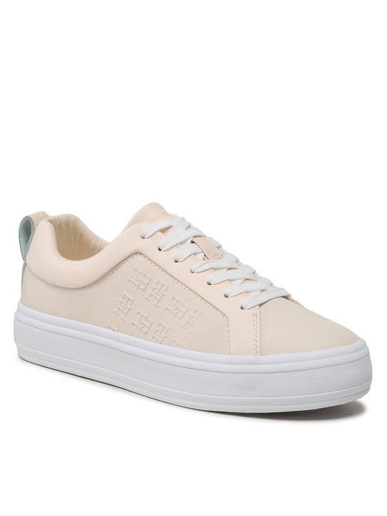 Tommy Hilfiger Tommy Hilfiger Sneakersy Embossed Vulc FW0FW07376 Beżowy