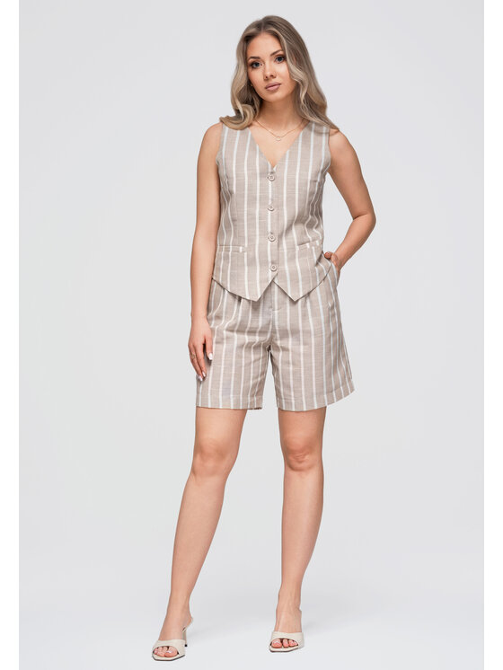 Ombre Ombre Szorty materiałowe OW-ST-E0017 Beżowy Relaxed Fit