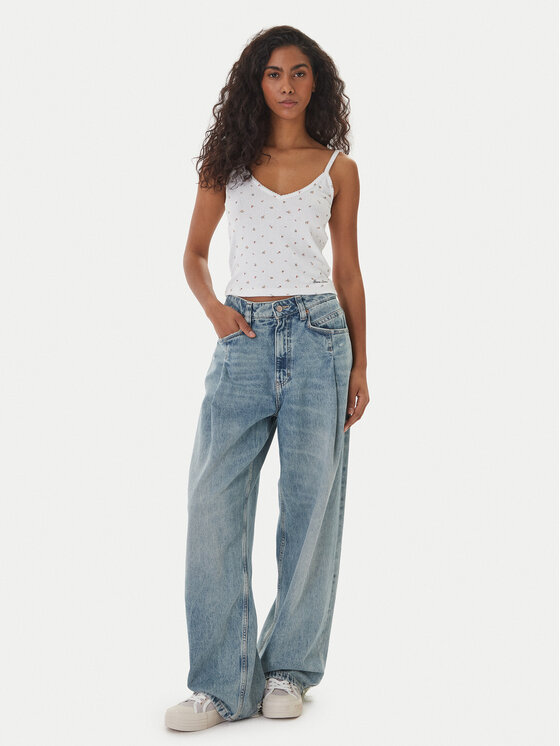 Guess Jeans Guess Jeans Top W6GPB5 KH172 Biały Regular Fit
