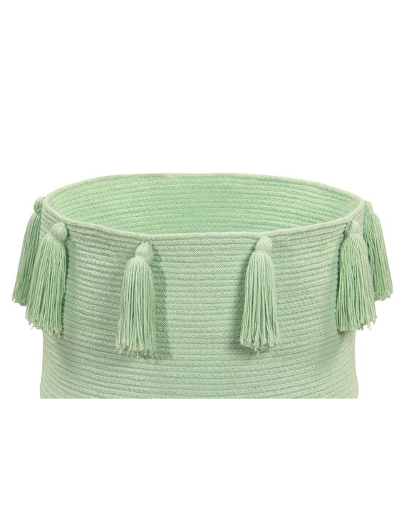 Lorena Canals Lorena Canals Przechowywanie Kosz Basket Tassels Soft Mint Zielony