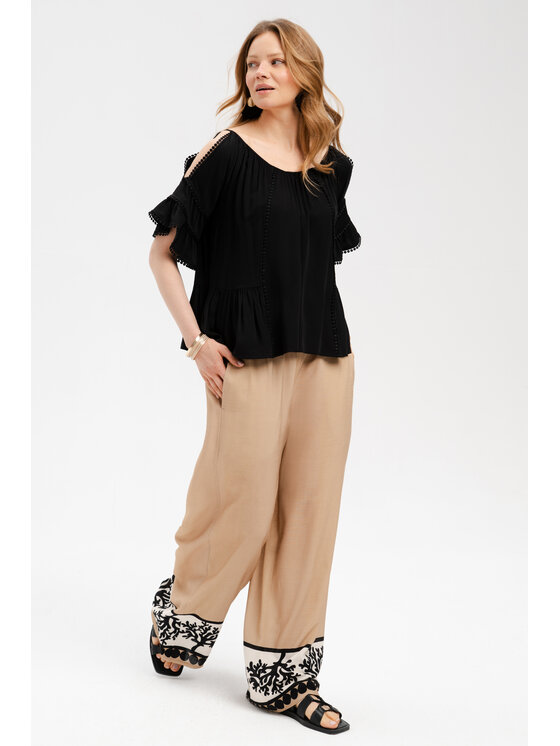 blue shadow blue shadow Bluzka Nannie Czarny Regular Fit