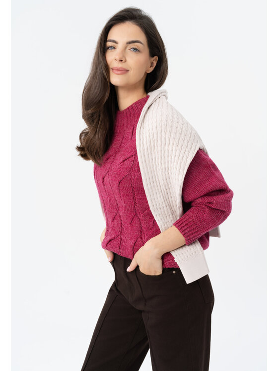 Volcano Volcano Sweter S-TAMINA Różowy Regular Fit