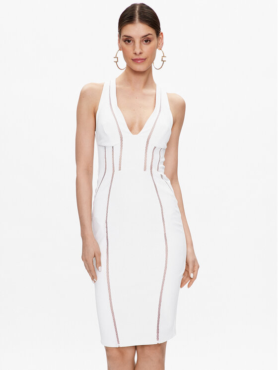 Elisabetta Franchi Rochie cocktail AB-449-32E2-V360 Alb Slim Fit AB-449-32E2-V360 imagine noua