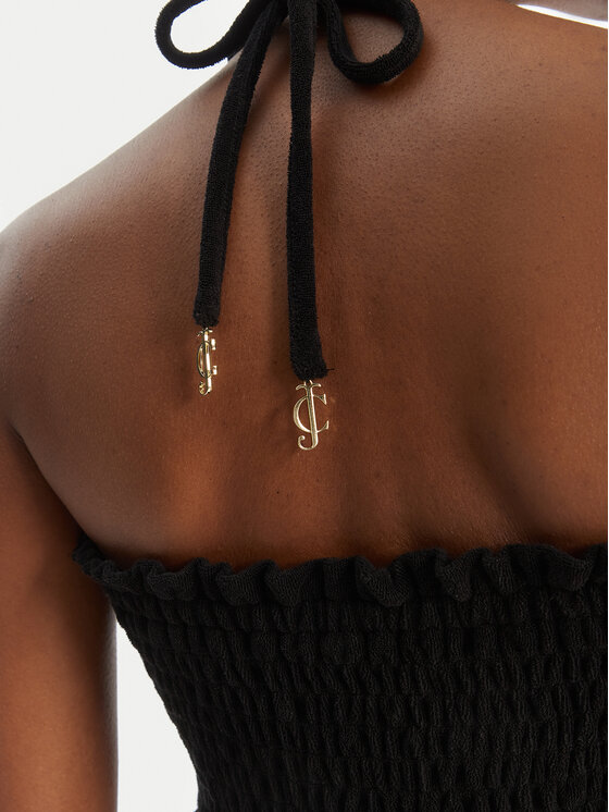 Juicy Couture Juicy Couture Poletna obleka Smocked Terry JCGED126007 Črna Regular Fit