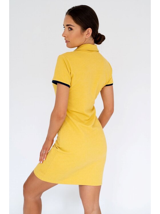 MANDRAGORA MANDRAGORA Vestito estivo Bawełniana Pique Giallo Relaxed Fit
