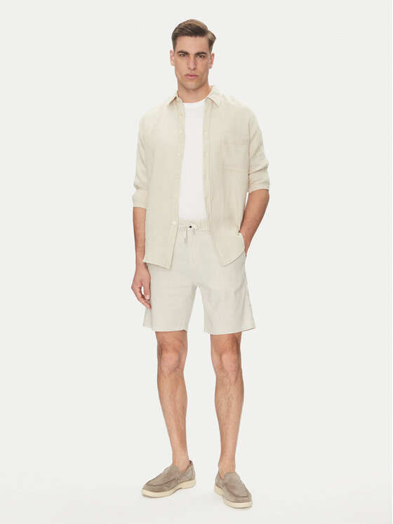 BOSS BOSS Bavlnené šortky 50536863 Béžová Tapered Fit