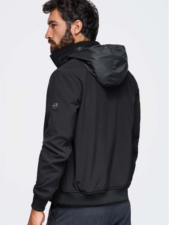 Ombre Ombre Kurtka przejściowa OM-JANP-0233 Czarny Regular Fit