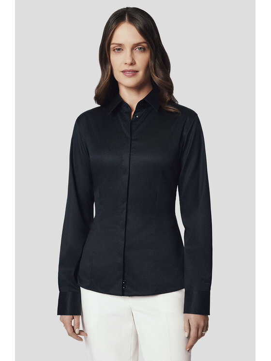 Lancerto Lancerto Koszula Koszula Damska Czarna z Bawełną Celebrian Slim KO073224000071 Czarny Slim Fit