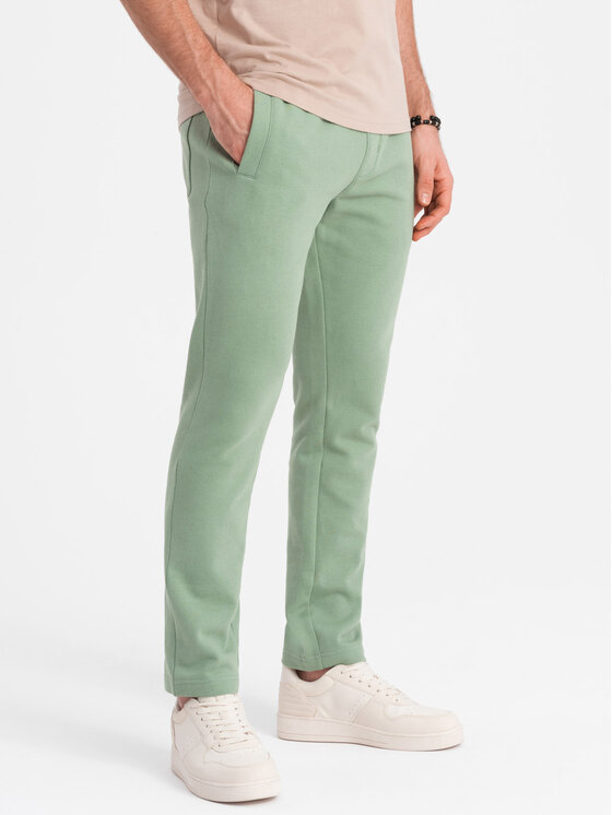 Ombre Ombre Spodnie dresowe OM-PABS-0206 Zielony Regular Fit