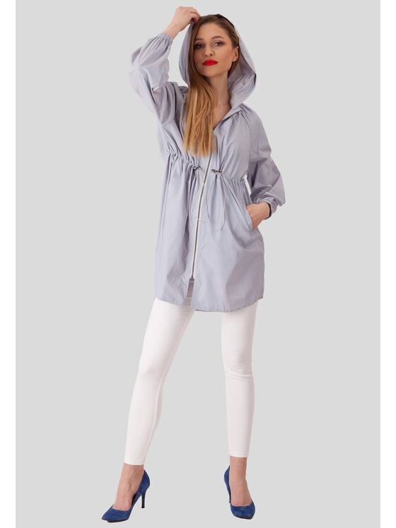 Perso Perso Kabát pro přechodné období typu parka Šedá Slim Fit