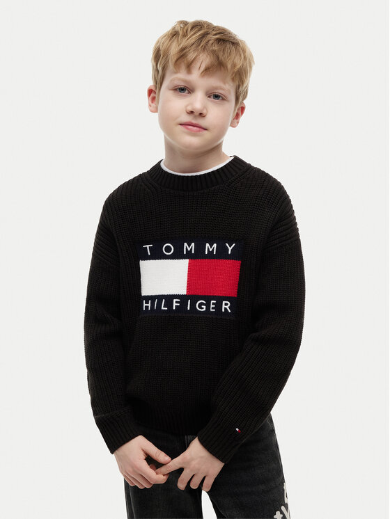 Tommy Hilfiger Pulover Heritage KB0KB10071 Negru Regular Fit