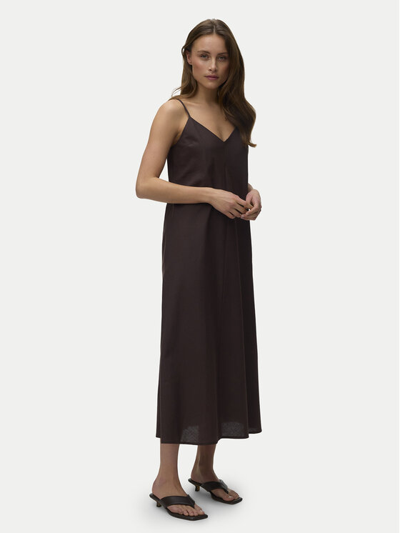 Vero Moda Vero Moda Sukienka letnia Selma 10345674 Brązowy ciemny Regular Fit