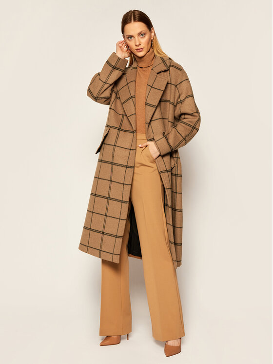 TWINSET TWINSET Μάλλινο παλτό Cappotto 202TP224B Καφέ Regular Fit