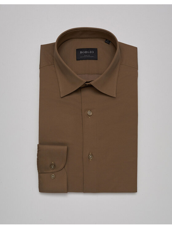 Borgio Borgio Koszula lumia Beżowy Slim Fit
