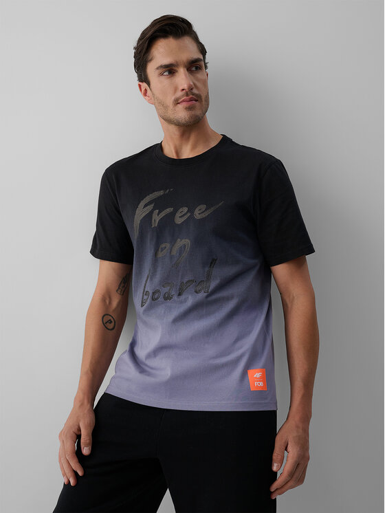 4F 4F T-Shirt FOB SUMMER Czarny Regular Fit