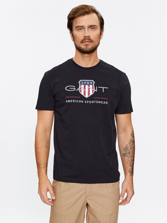 Gant Gant Póló Reg Archive Shield Ss 2003199 Fekete Regular Fit