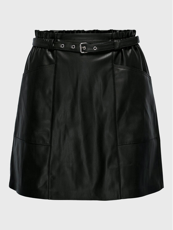ONLY ONLY Fustă din imitație de piele Heidi 15229099 Negru Regular Fit