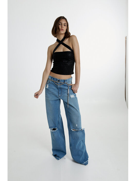 Jeansy, rozmiar S, Niebieskie, Lukka wide leg denim pants in blue