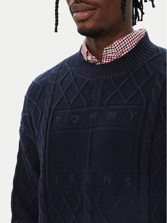 Tommy Jeans Tommy Jeans Sweter Flag DM0DM23614 Granatowy Relaxed Fit