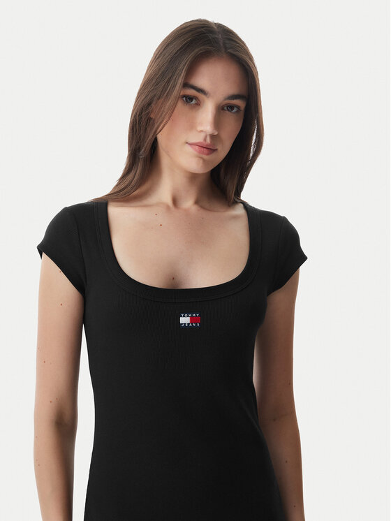 Tommy Jeans Tommy Jeans Kleid für den Alltag Badge DW0DW22841 Schwarz Slim Fit