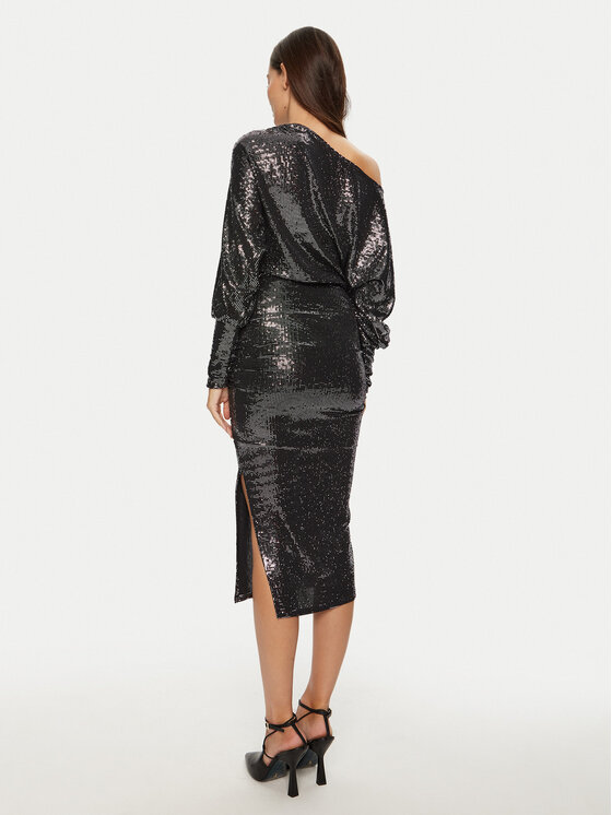 Dixie Dixie Koktejlové šaty A698K016A Čierna Slim Fit