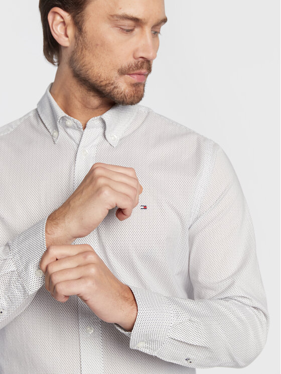 Camicia Mini Geo MW0MW25036 Bianco Regular Fit