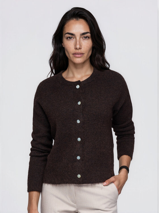 Ombre Ombre Kardigan OW-SW-E0064 Hnědá Relaxed Fit