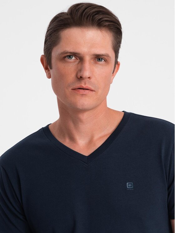 Ombre Ombre T-Shirt S2040 Tmavomodrá Slim Fit