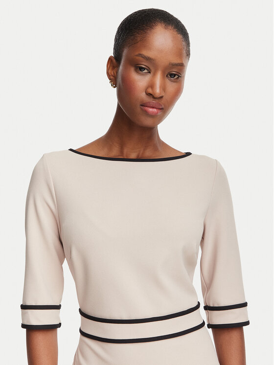 Rinascimento Rinascimento Koktejlové šaty CFC0131086003 Béžová Slim Fit