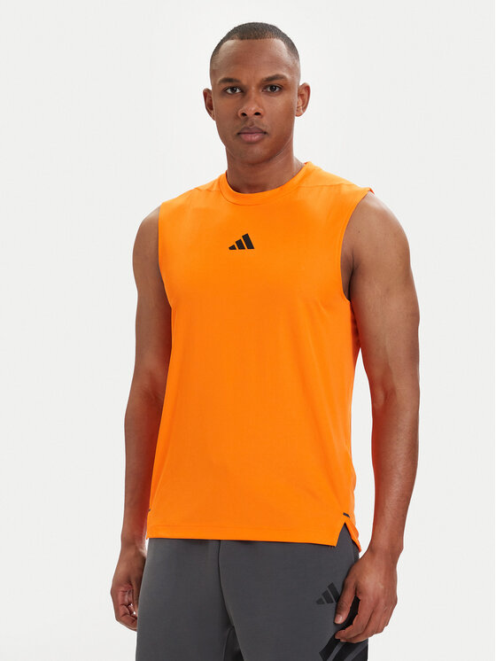 adidas adidas Tricou tehnic D4T PrimeLift 3 Stripes KD0374 Portocaliu Slim Fit