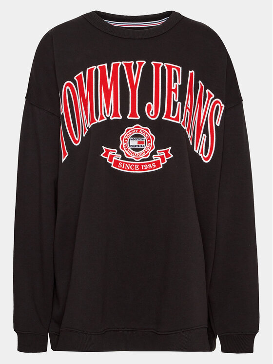 Tommy Jeans Curve Суитшърт Varsity DW0DW15701 Черен Oversize