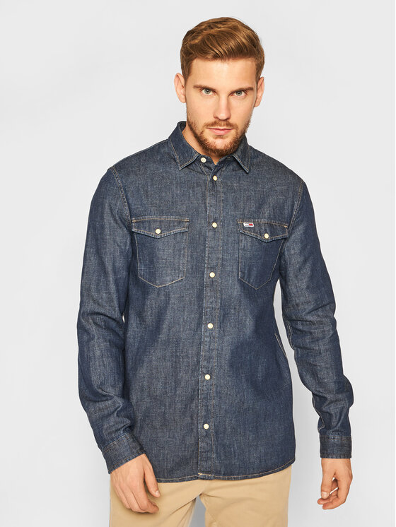 Tommy Jeans Cămașă Western Denim DM0DM08402 Bleumarin Regular Fit •  Modivo.ro