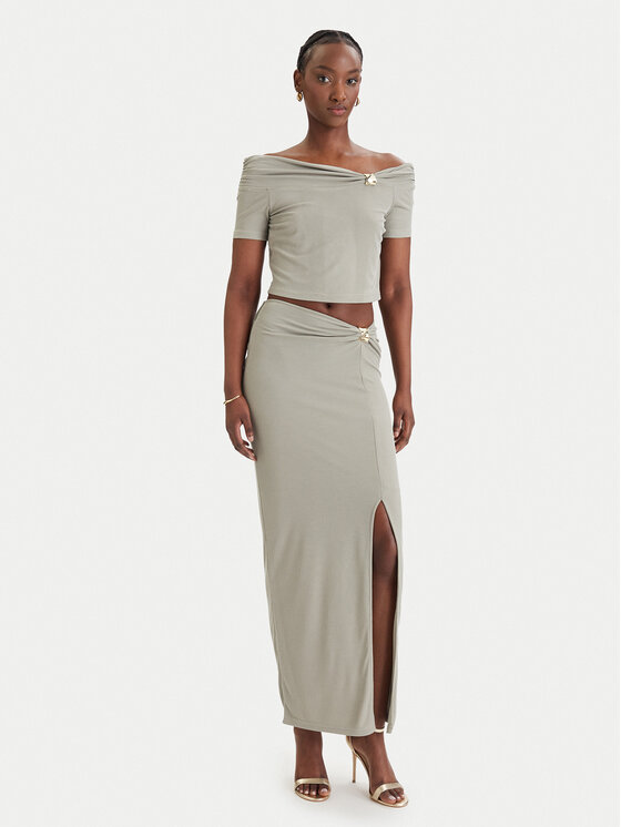 Guess Guess Spódnica maxi W6GD15 K2936 Khaki Slim Fit