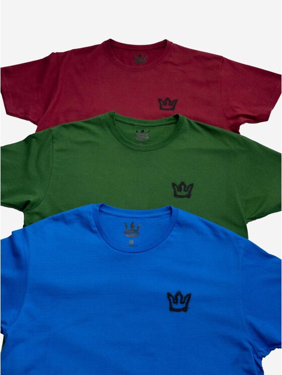 Jigga Wear Jigga Wear Komplet t-shirtów Zestaw 3 T-Shirtów Męskich Niebieska / Bordowa / Zielona Jigga Wear Color Spray L Niebieski Reglan Fit