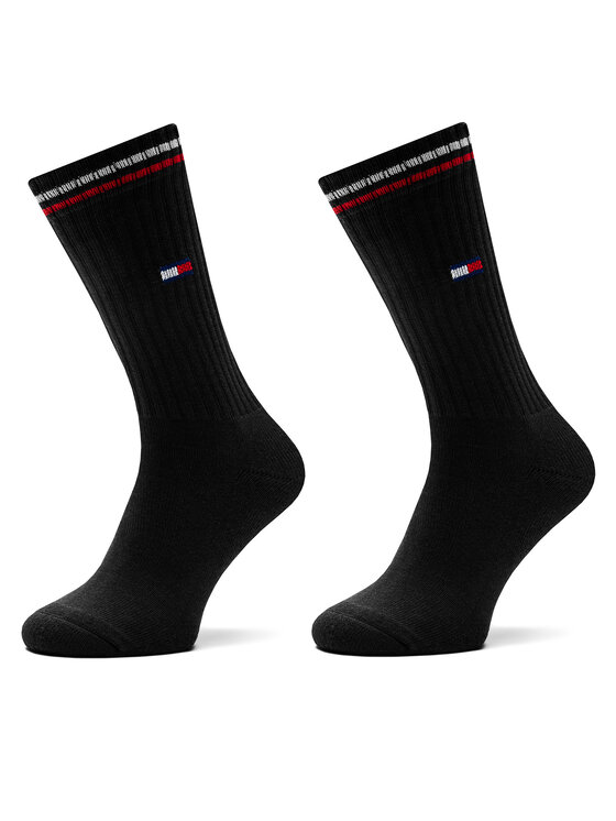 Tommy Hilfiger Tommy Hilfiger Dlouhé ponožky 701228176 Černá