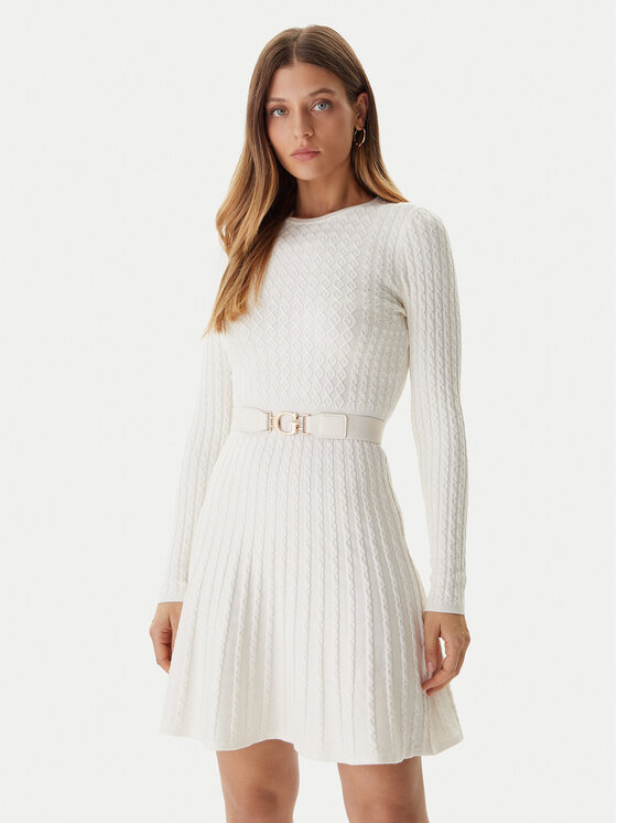 Guess Guess Rochie tricotată W5BK68 Z2YJ2 Écru Slim Fit